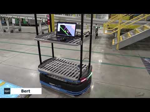 "Bert" carries items across an Amazon warehouse