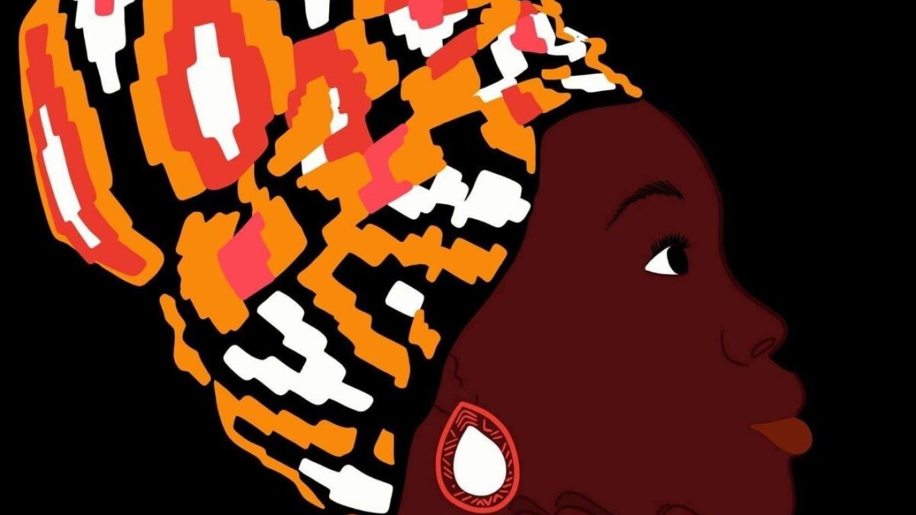 Illustration for Black History month with lady wearing head scarf and beautiful earrings 