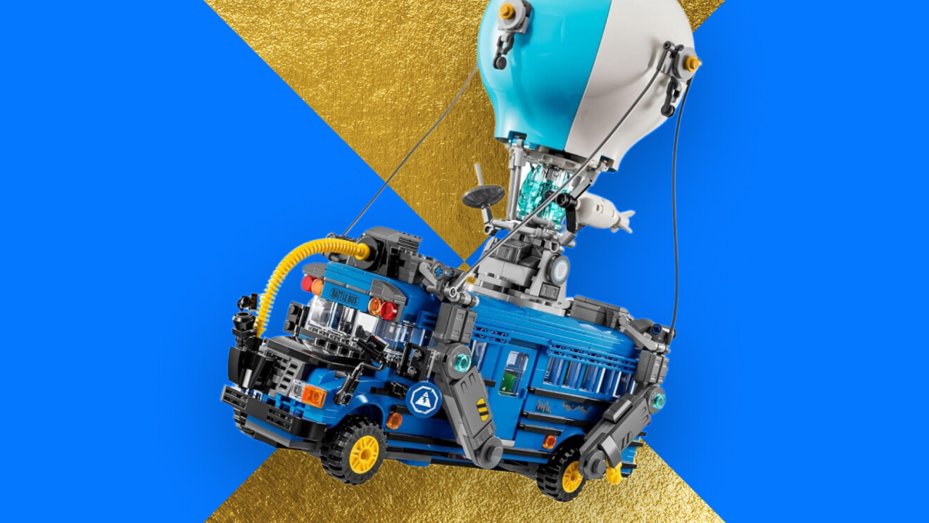 Lego Fortnite Battle Bus with balloon and attachments