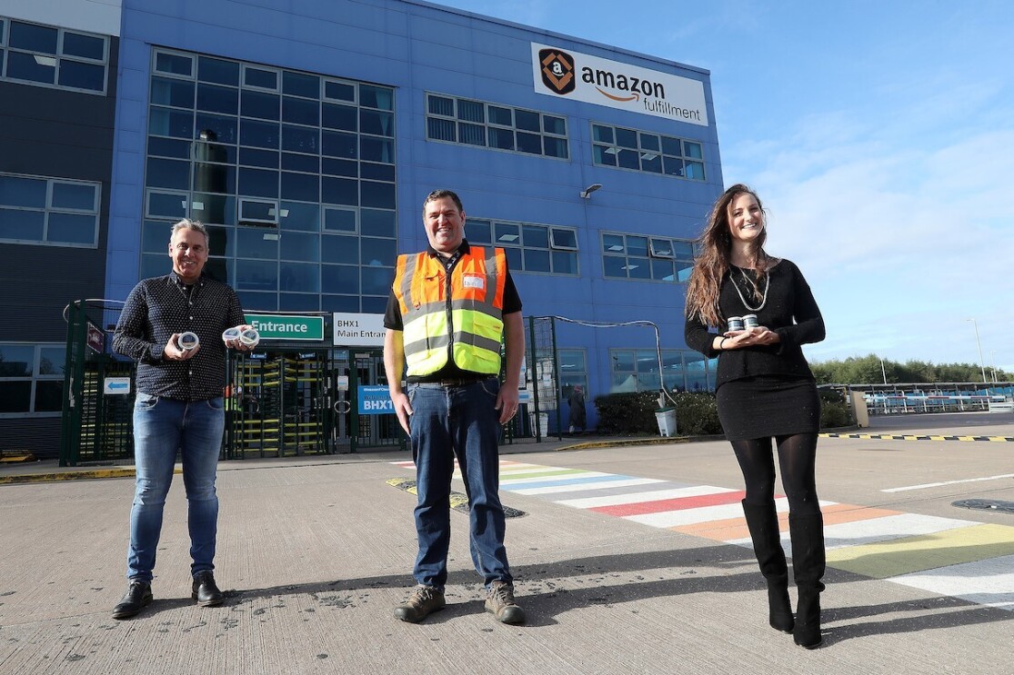 The Ilex Wood business owners stood in front of Amazon