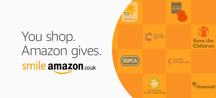 AmazonSmile information next to charity partner logos