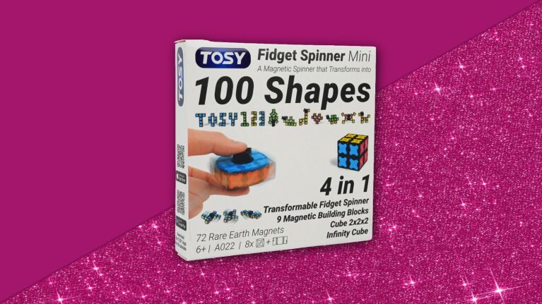 TOSY Fidget Spinner Mini box showcasing 100 shape transformations