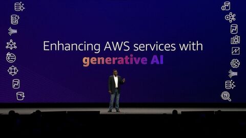 Swami Sivasubramanian speaking on generative AI at the AWS Summit in NYC.