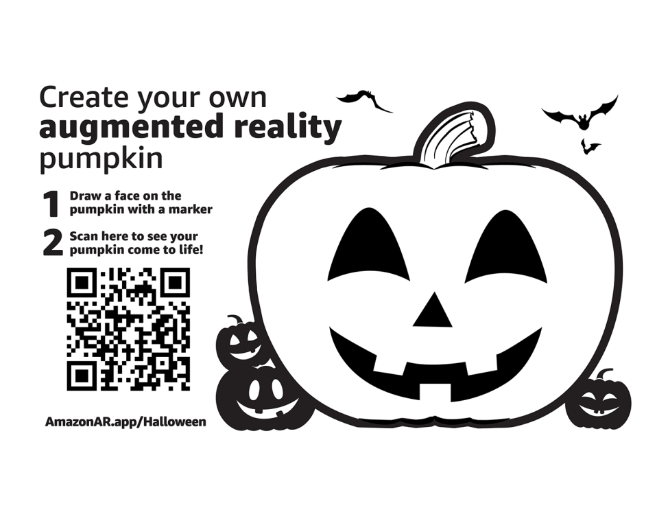 Amazon's augmented reality boxes include a pumpkin that customers can decorate and view in augmented reality. 