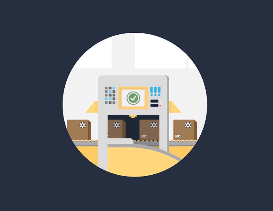 An illustrated image, part of a 4-part series showing how Amazon Transparency works.