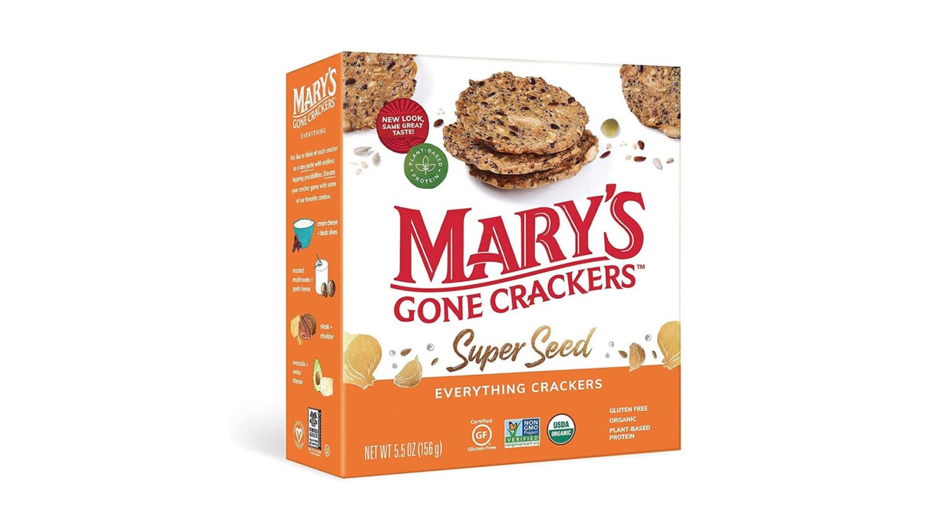 Mary 's Gone cracker Everything超级种子饼干盒的图片。