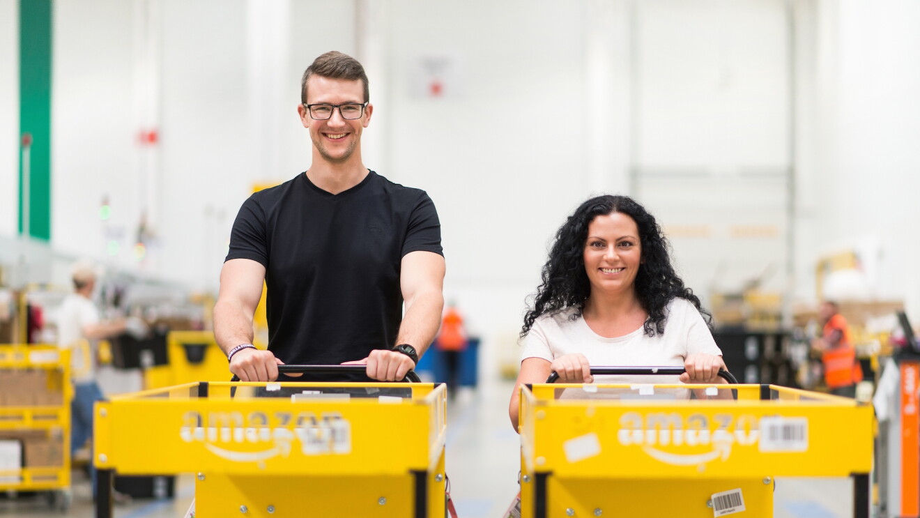 Amazon associates working in a fulfillment center
