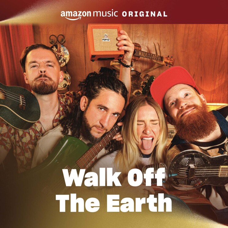 An image of the album cover for the Walk Off The Earth song. There are three men and one woman crowded into a photo making funny faces.