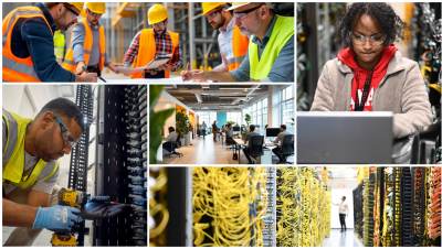 Collage de los centros de datos de AWS