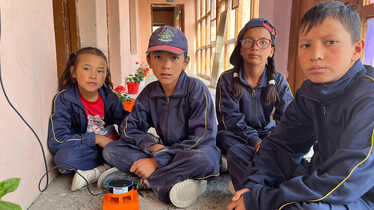 Children from govt middle school, Likir (Leh), interacting with Alexa