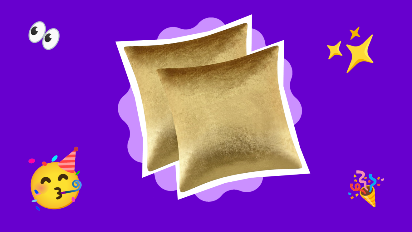 Two gold metallic throw pillows tilted at an angle as a part of Amazon Haul for Prime Day 2026