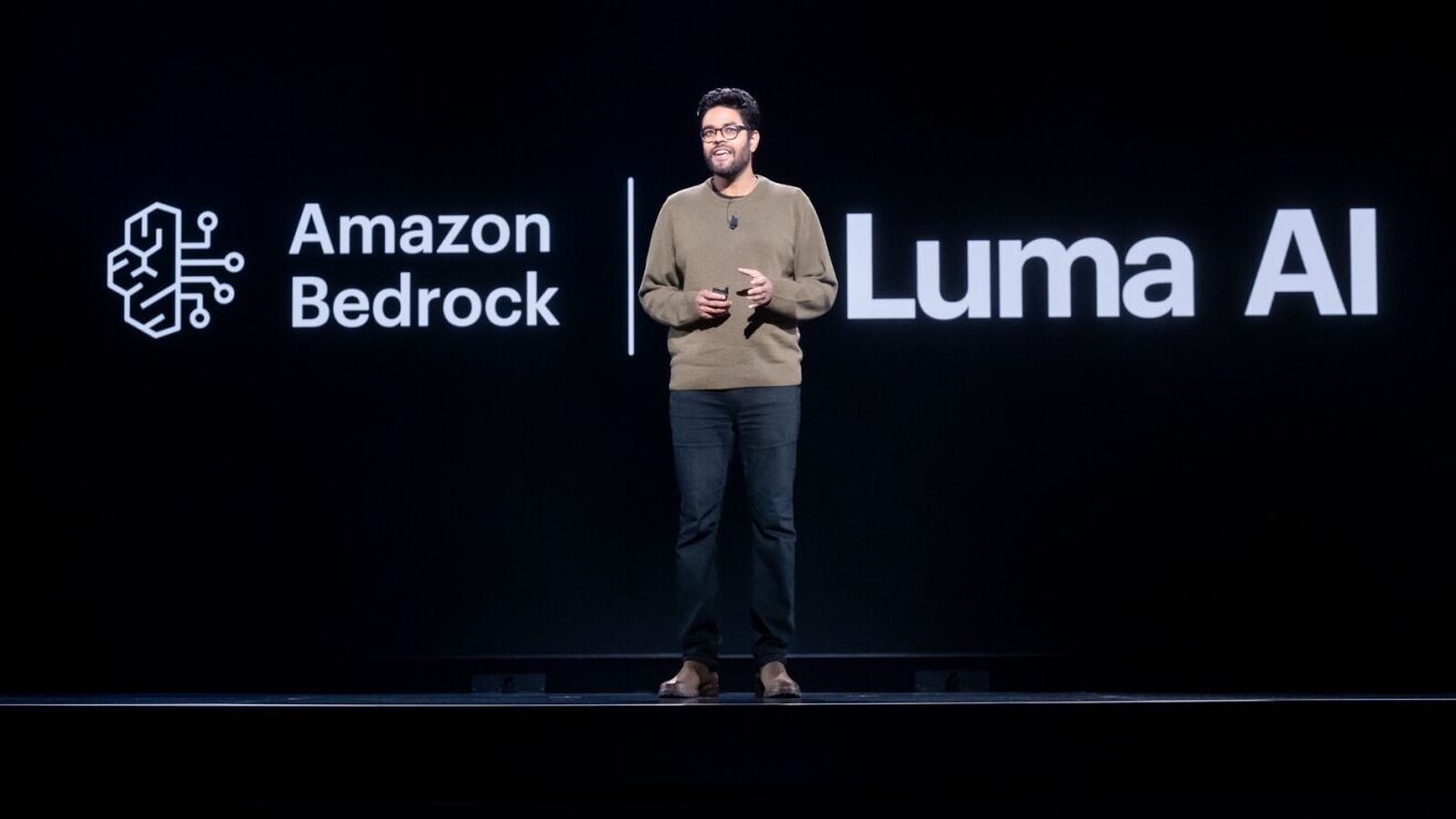 Amit Jain, CEO, Luma AI speaking on stage at re:Invent 2024.