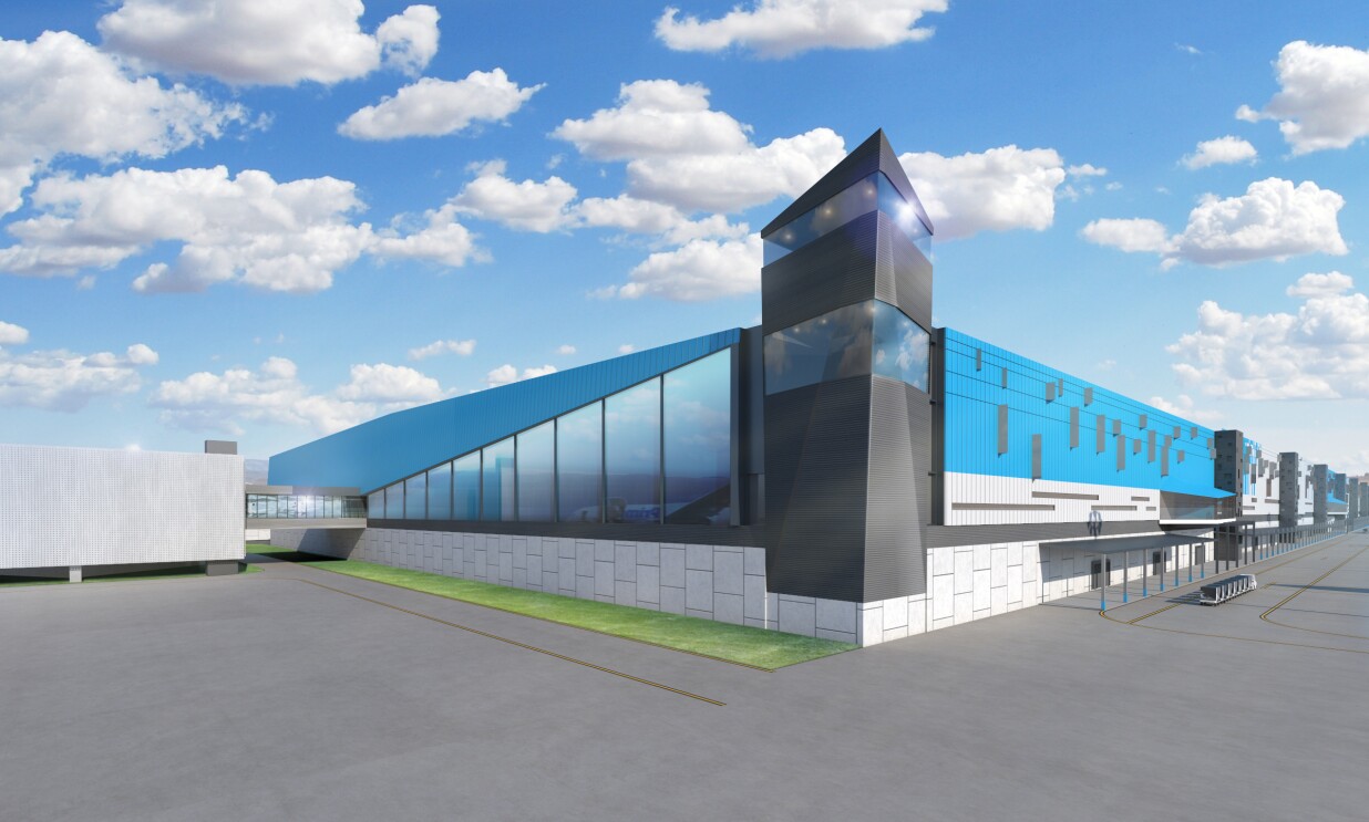 Exterior rendering of the new Prime Air hub to be built at CVG.