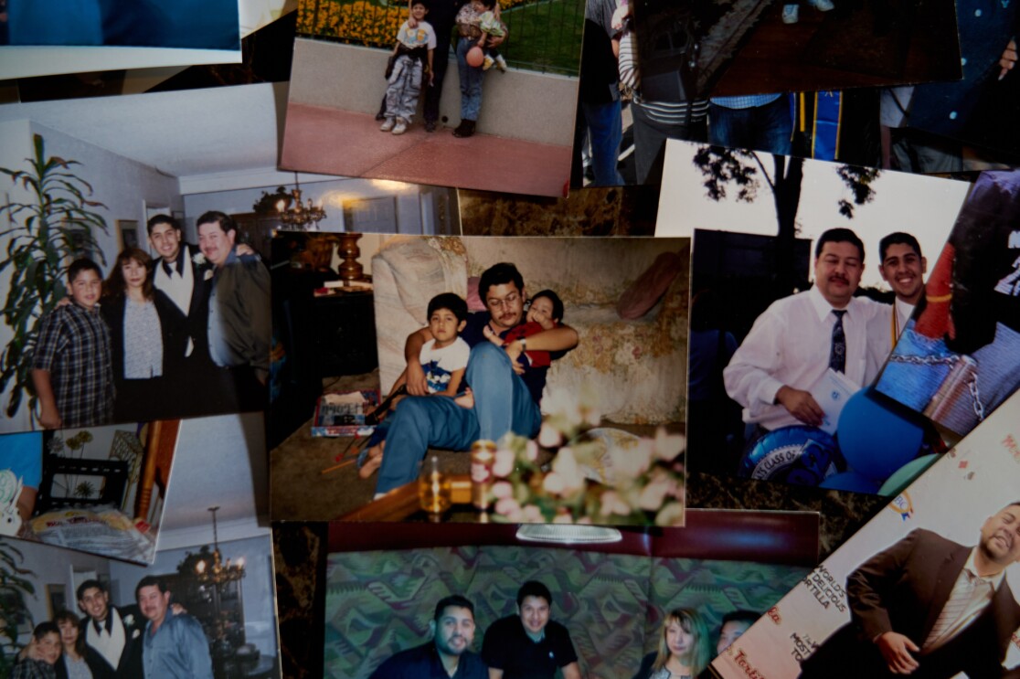 A picture of an array of old family photos.