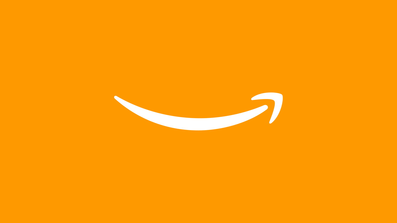 Amazon smile logo on a solid background
