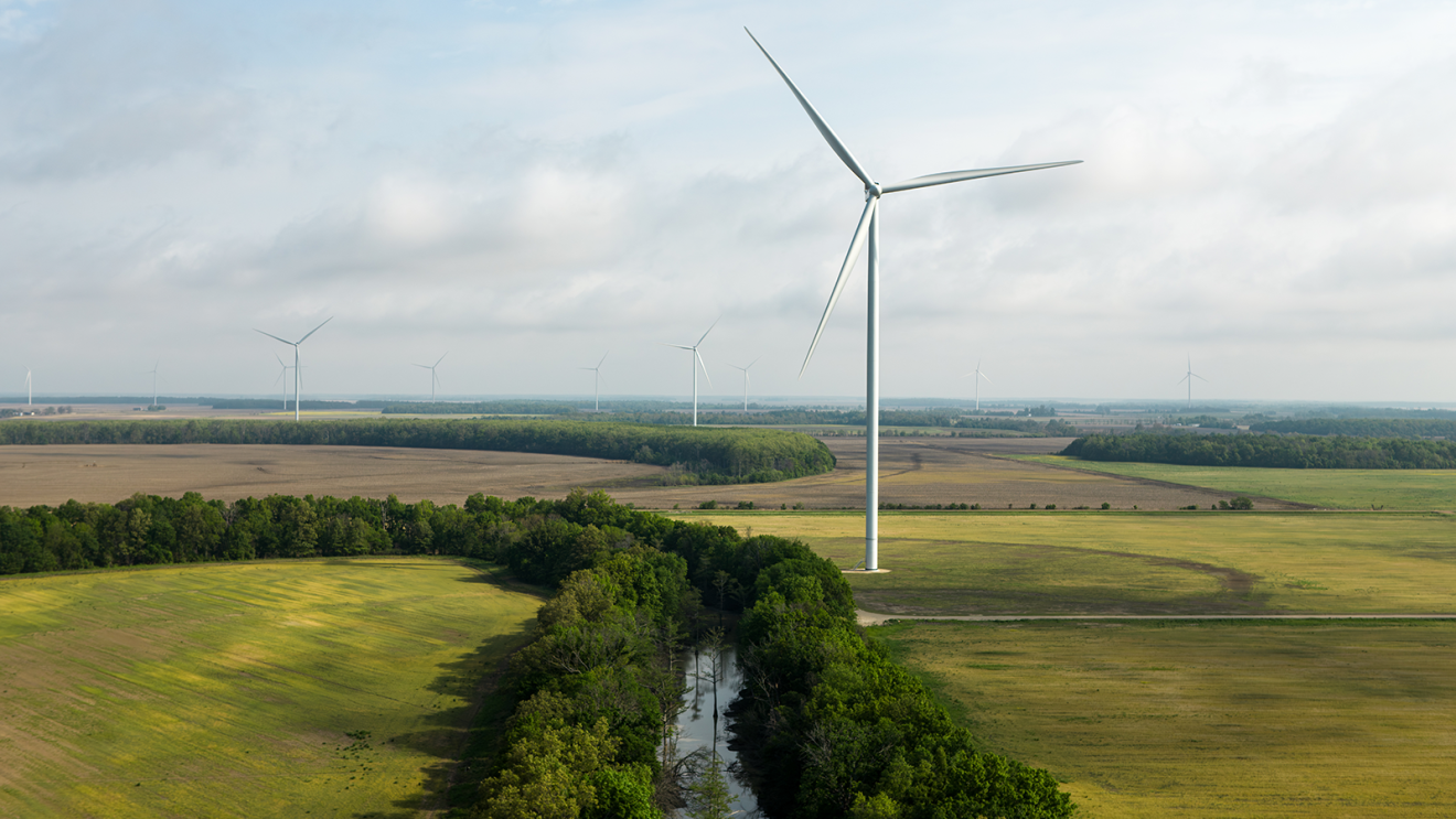 A photo of the Delta wind project in Tunica County, Mississippi.