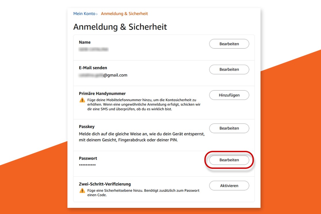 Amazon Konto Dashboard