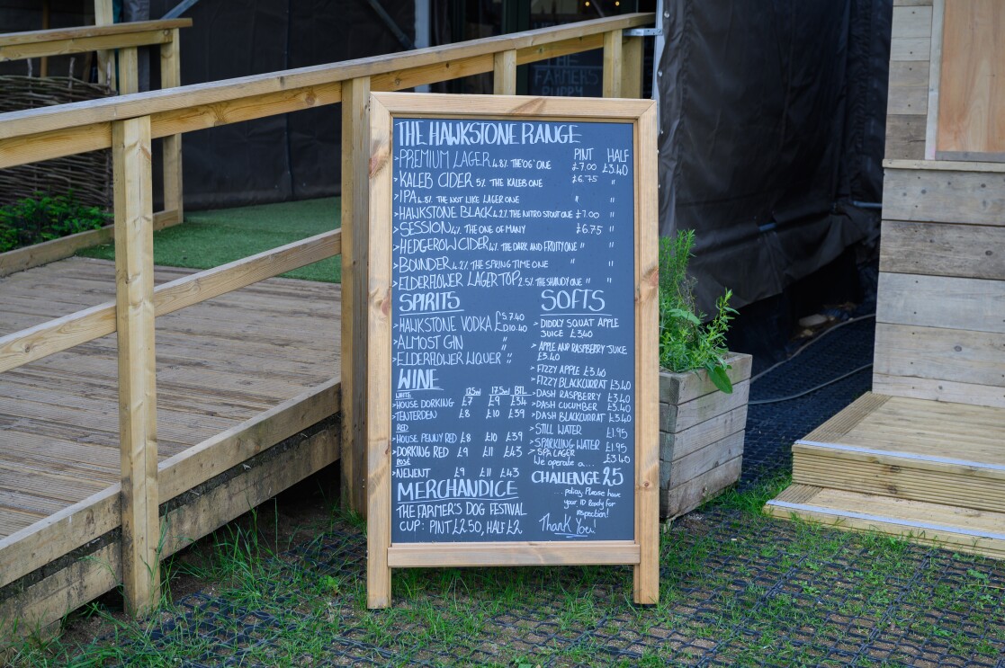 The Farmer's Puppy drinks menu at The Farmer's Dog in Burford, Jeremy Clarkson's proper British pub from Clarkson's Farm season 4