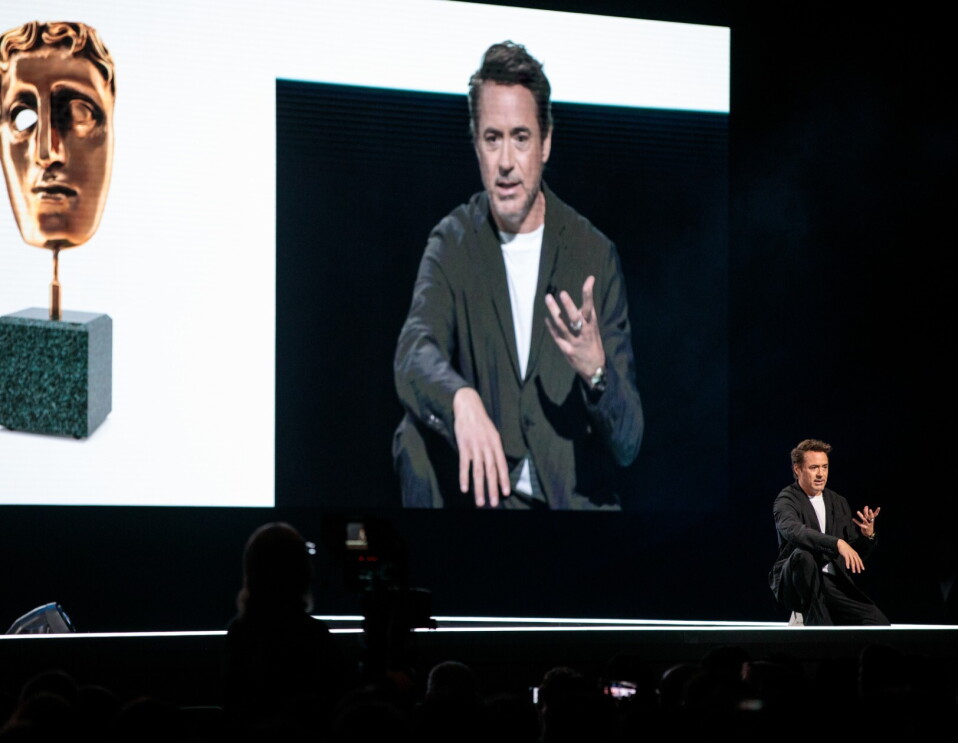 Robert Downey Jr. on stage at re:MARS