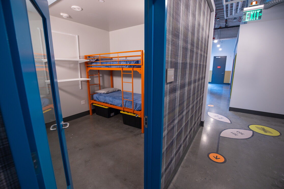 Interior view at the new Mary's Place shelter in The Regrade neighborhood of Seattle.