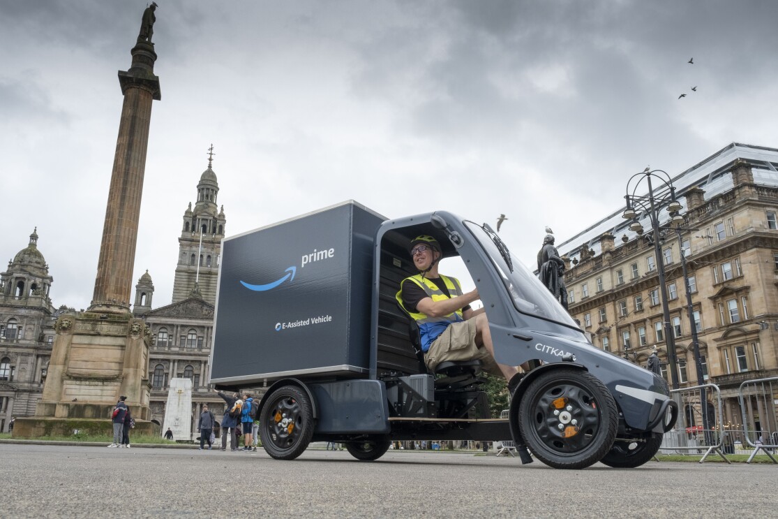 A new Amazon e-cargo bike in Glasgow