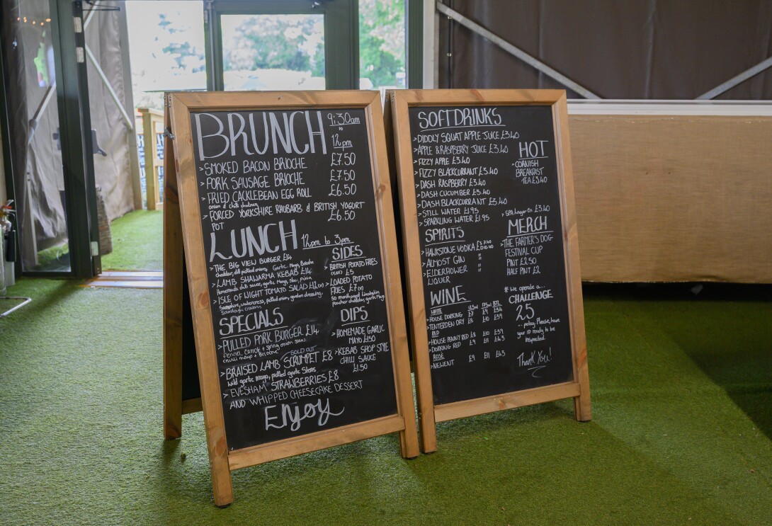 The Farmer's Puppy menu at The Farmer's Dog in Burford, Jeremy Clarkson's proper British pub from Clarkson's Farm season 4