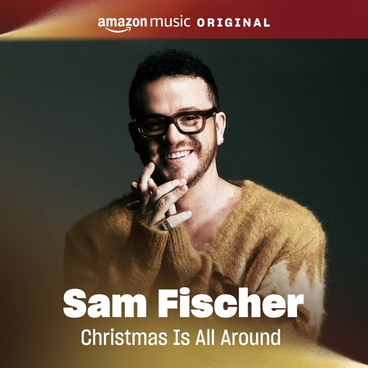 The album cover for Sam Fischer's song. The image features a portrait of Sam smiling while holding his hands together in front of him.