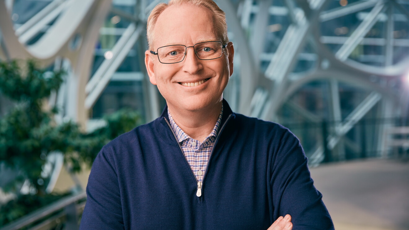 Portrait image of Dave Limp, SVP of Amazon Devices & Services, standing in The Spheres