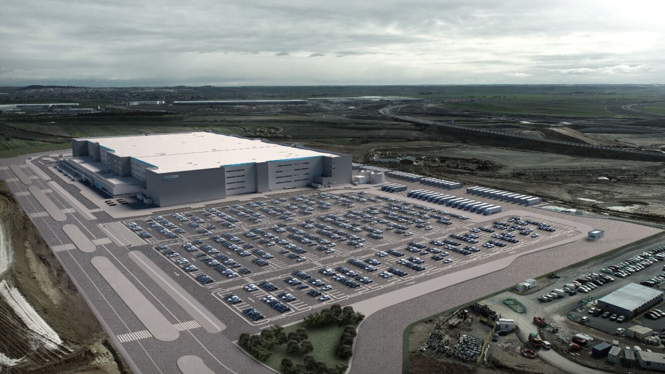 Drone view of an Amazon fulfillment center 