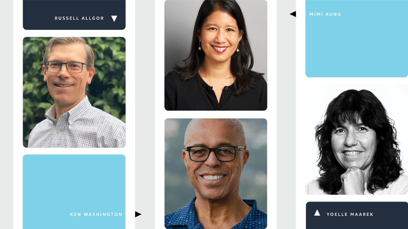 A collage of Amazon employee headshots.