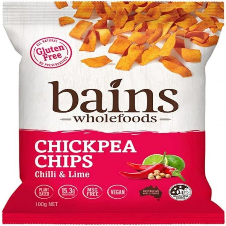 Bains Wholefoods Chickpea Chips, Lime & Chilli Flavour