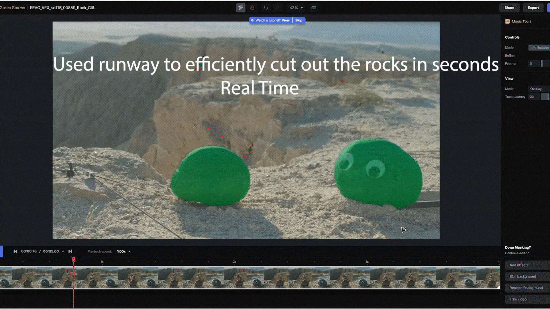 A clip of rocks moving in the film 'Everything Everywhere All at Once', created Runway, which builds generative AI tools that run in the cloud to generate, remix, and reimagine all kinds of media.