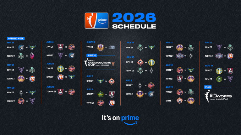 2026 WNBA schedule on Prime Video.