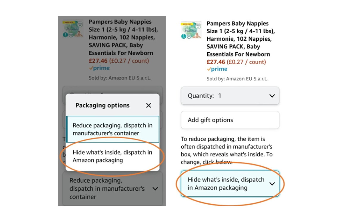 Option to hide what's inside packaging