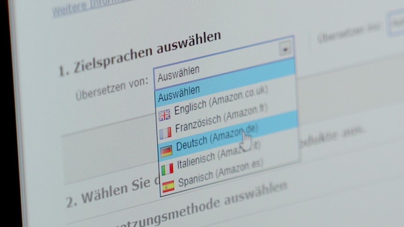 Zielsprache auswählen wir auf dem Bildschrim angezeigt