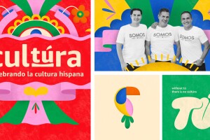 An illustrated image that reads  "Cultura, Celebrando la cultura hispana" on the left, a black and white image of three men on the top right, and a text that reads "without tu there is no cultura" at the bottom right.  