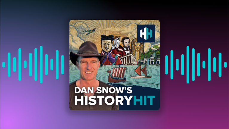 Podcast cover art for Dan Snow's History Hit featuring historical figures and scenes