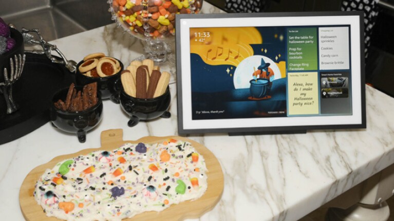 Dorinda from the Real Housewives of New York City shows off her decorations with Amazon devices.