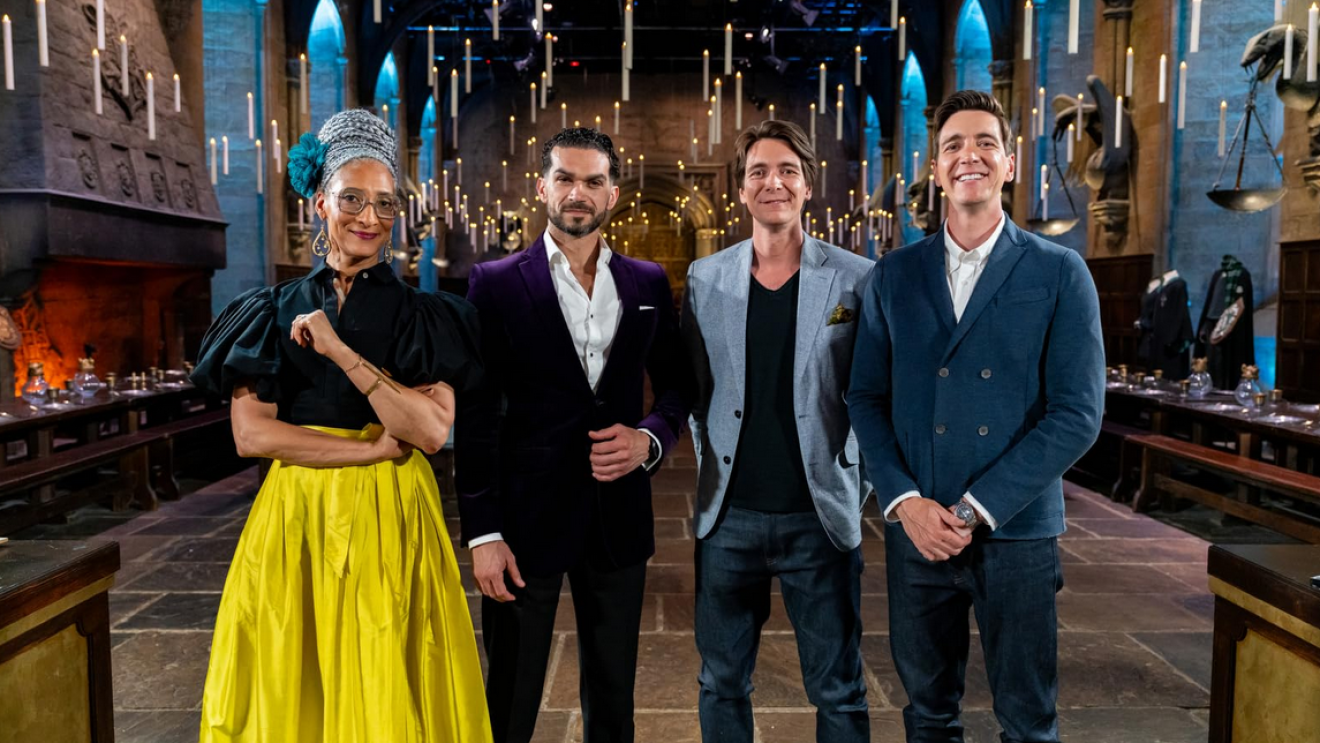 The hosts of Harry Potter Wizards of Baking 