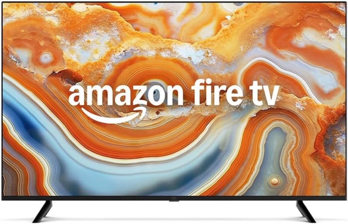 Fire TV 4-Series 4K UHD smart TV depicting a colourful rock formation on the screen