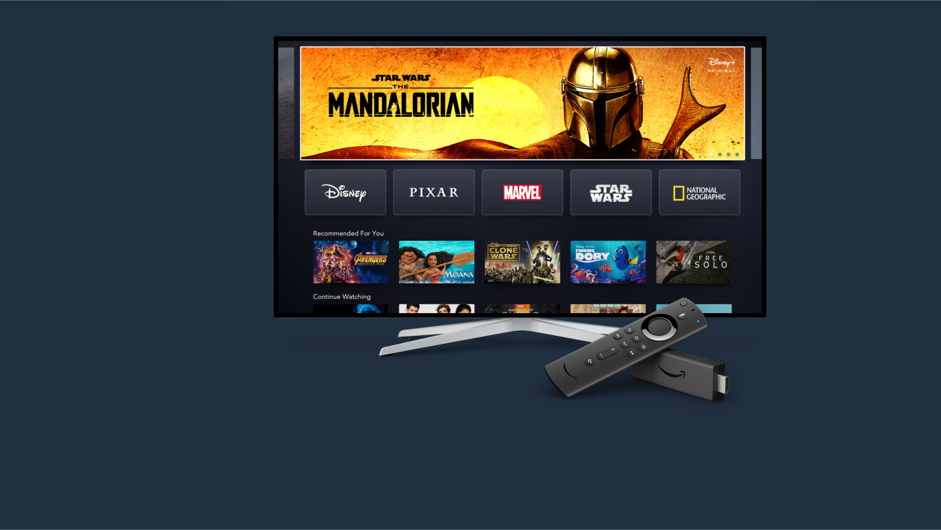 Disney + home screen on blue background 