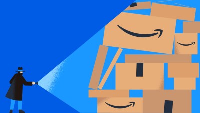 Detective investigates towering pile of Amazon packages