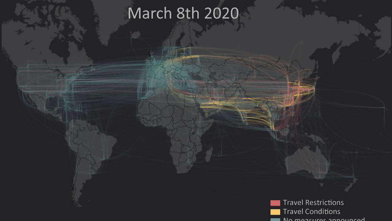 IOM data visualisation of COVID-19 impact on international flights 2020