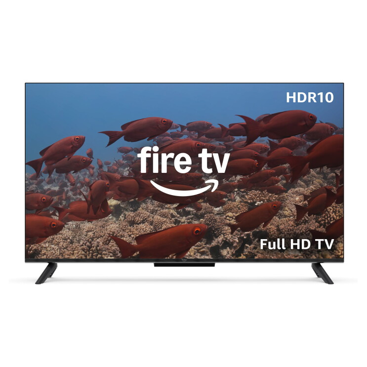 Fire TV Smart TV Bildschirm mit roten Fischen. 