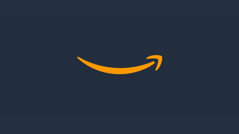 An orange Amazon smile on squid ink background