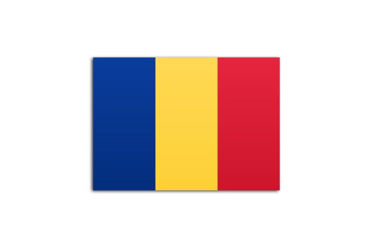 Flat flag of Romania on a white background