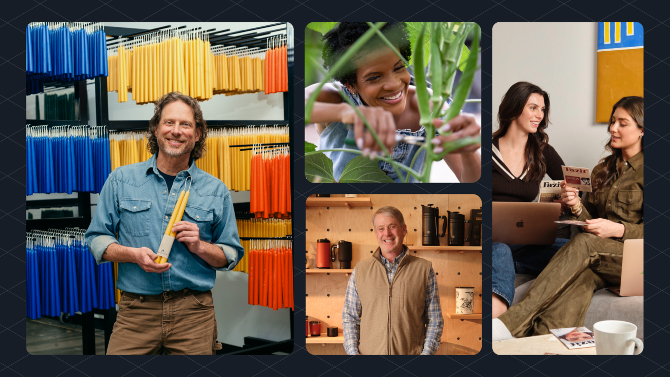 Collage displaying entrepreneurs showcasing their unique industries and workplaces