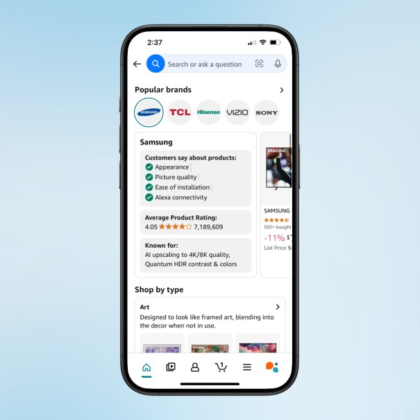 Screenshots of Amazon's AI Shopping Guides