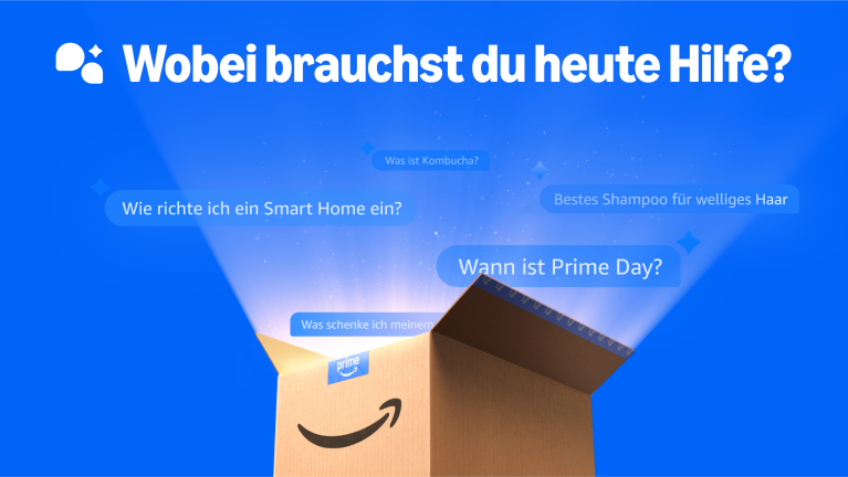 Prime Box mit Fragen auf blauem Hintergrund