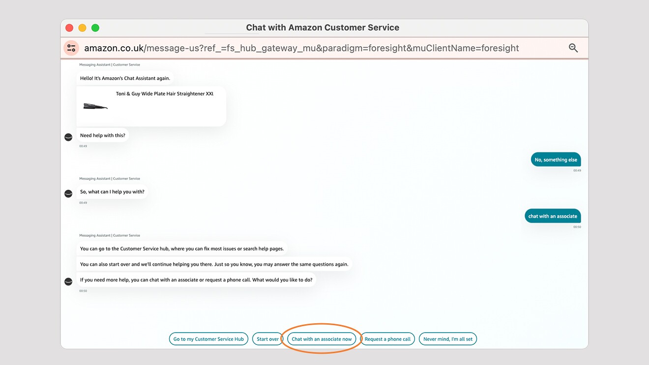 Laptop showing how to contact Amazon customer service